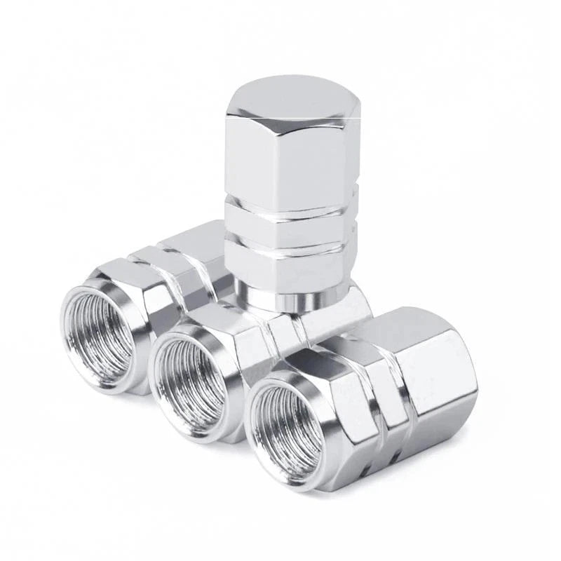 4 Tyre Valve Dust Caps Hex Car Bike Motorcycle Alloy UK Seller FITS ALL CARS