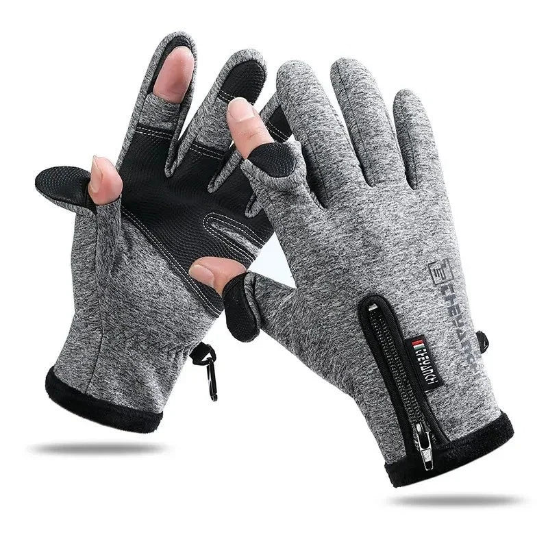 Waterproof Winter Fishing Gloves 2 Finger Flip Windproof Thermal Angling UK