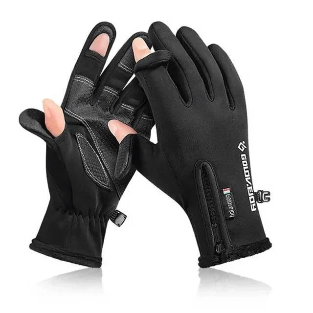 Waterproof Winter Fishing Gloves 2 Finger Flip Windproof Thermal Angling UK
