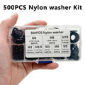 Nylon Washer Assortment Kit — 500 Piece Set, Sizes M2 to M10