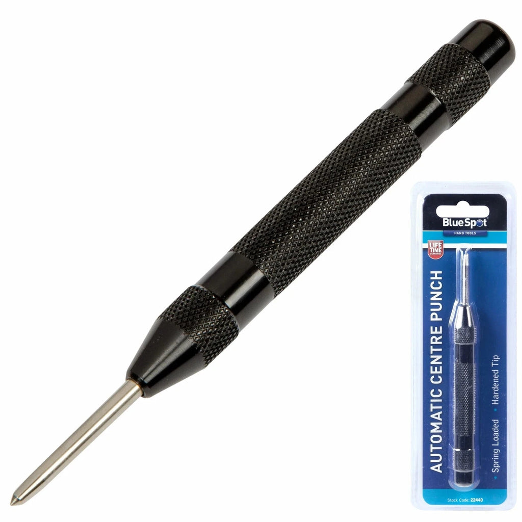 Automatic Centre Punch — Spring Loaded Metal & Wood Marker (5"/125mm)
