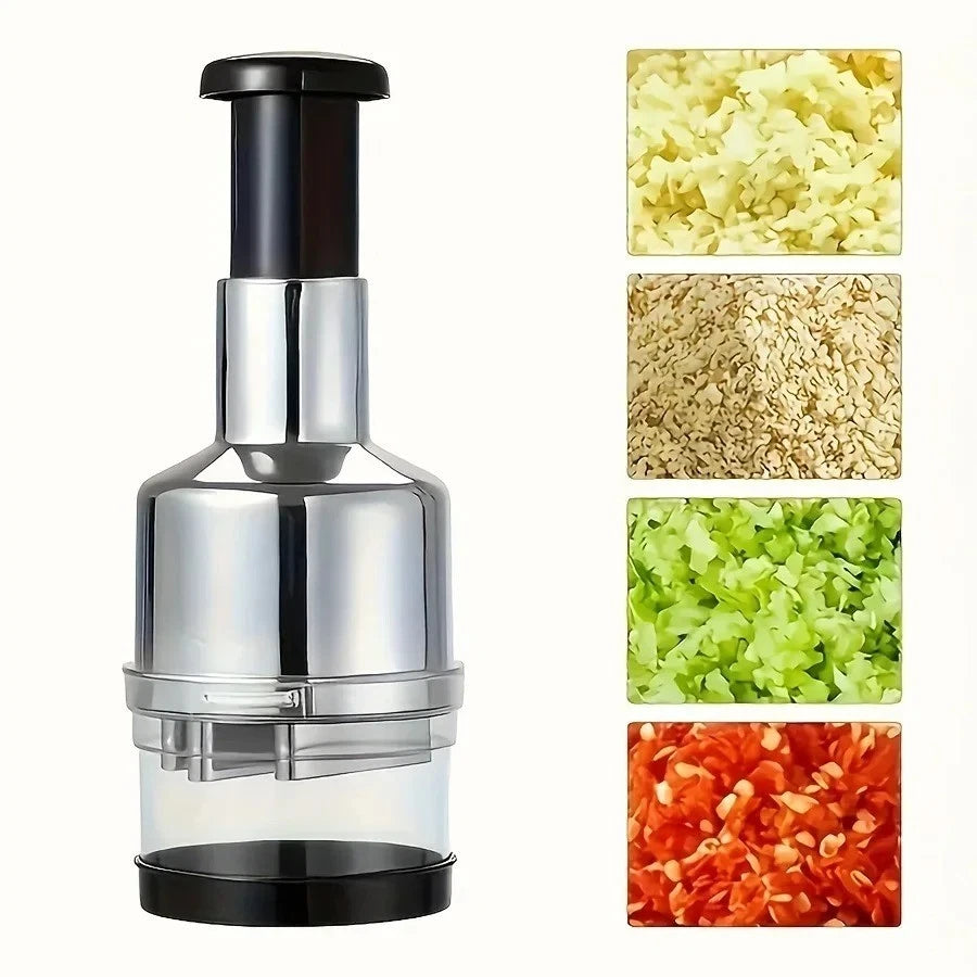 Manual Garlic & Onion Chopper — Hand Press Vegetable Food Processor & Dicer