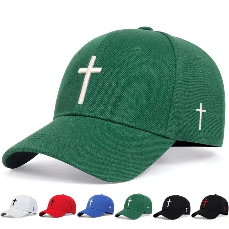 Unisex Cross Embroidery Baseball Cap Adjustable Outdoor Casual Sun Hat