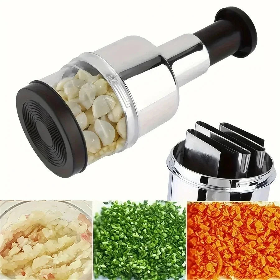 Manual Garlic & Onion Chopper — Hand Press Vegetable Food Processor & Dicer