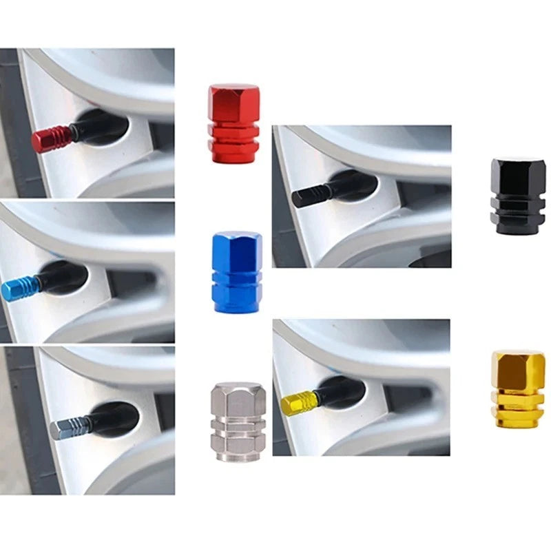 4 Tyre Valve Dust Caps Hex Car Bike Motorcycle Alloy UK Seller FITS ALL CARS