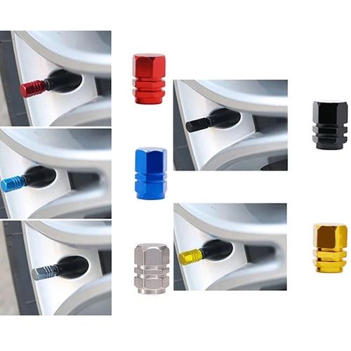 4 Tyre Valve Dust Caps Hex Car Bike Motorcycle Alloy UK Seller FITS ALL CARS