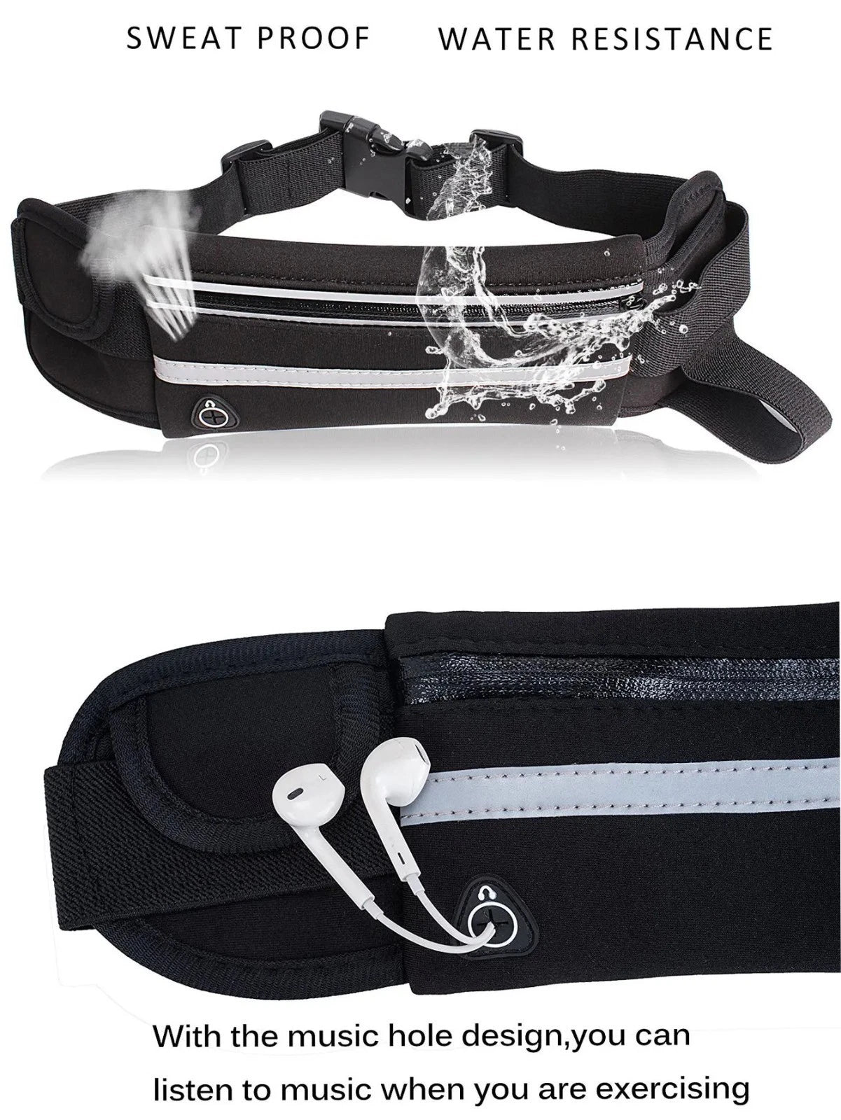Waterproof Sport Runner Waist Bum Bag Running Jogging Belt Pouch Zip Fanny Pack