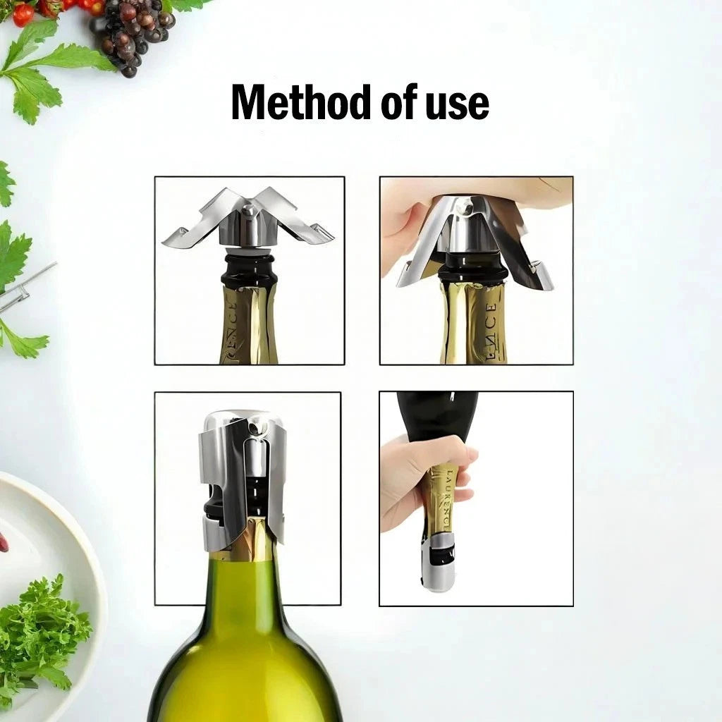 Stainless Steel Champagne Stopper Sparkling Wine Bottle Sealer Portable Cap UK