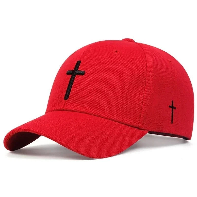 Unisex Cross Embroidery Baseball Cap Adjustable Outdoor Casual Sun Hat