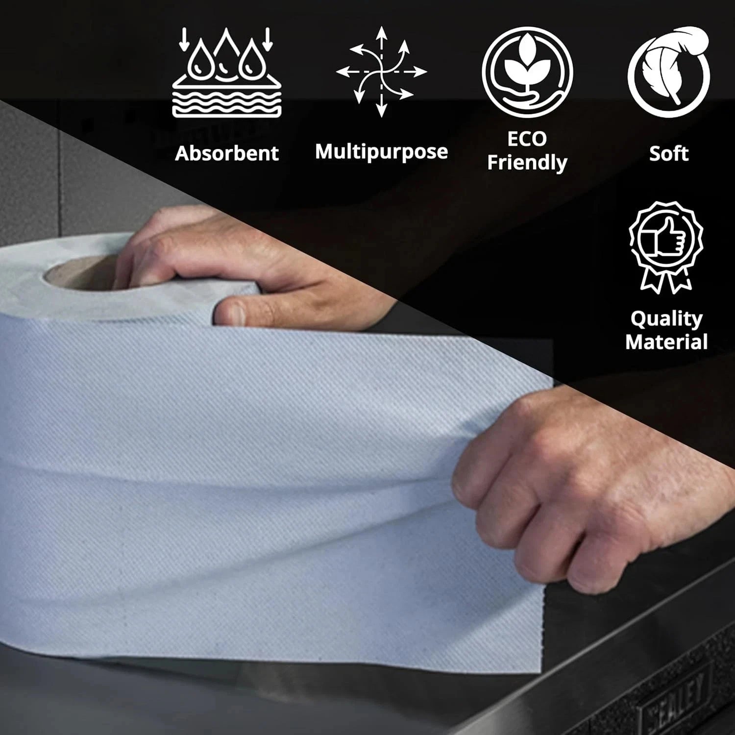 6 x Jumbo Workshop Hand Towels Rolls 2 Ply Centre Feed Wipes Embossed Tissue