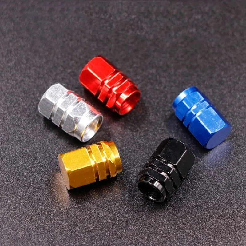 4 Tyre Valve Dust Caps Hex Car Bike Motorcycle Alloy UK Seller FITS ALL CARS