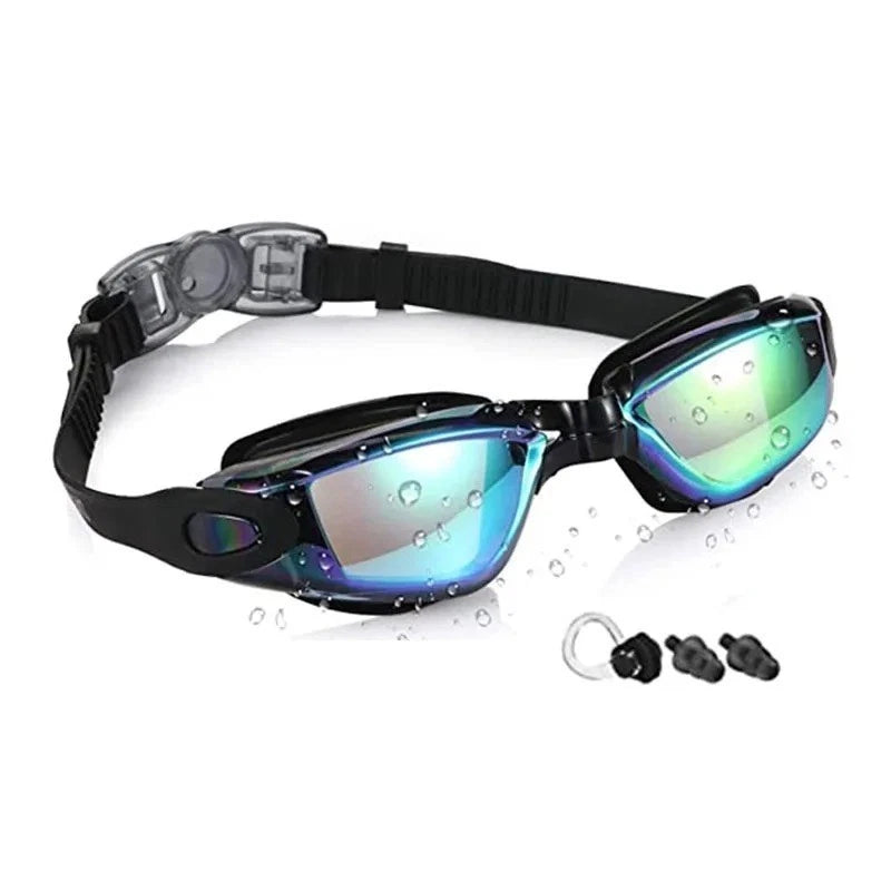Swimming Goggles Anti-Fog UV Protection Men Women Pool Diving Glasses + Earplugs