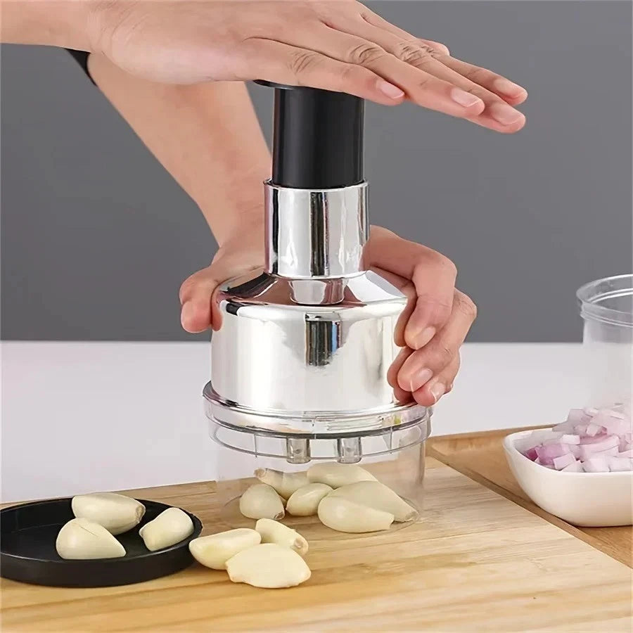 Manual Garlic & Onion Chopper — Hand Press Vegetable Food Processor & Dicer