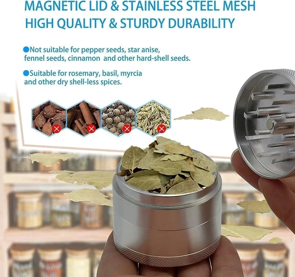 Stainless Steel Magnetic Herb Grinder — Hand Crusher Spice Shredder