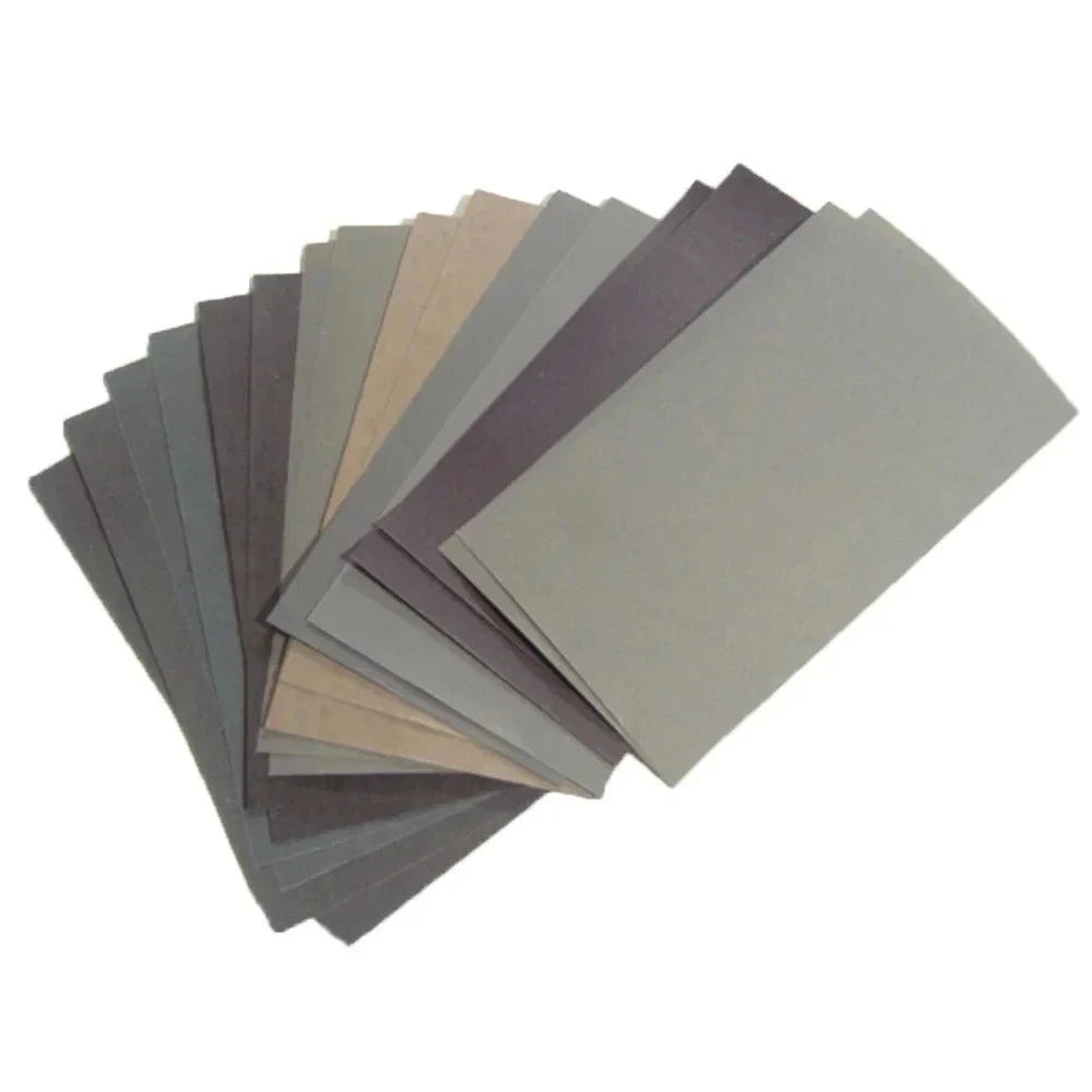 Wet & Dry Sandpaper Assortment Set — 15 Sheets, 9 Grit Sizes (400-2500)