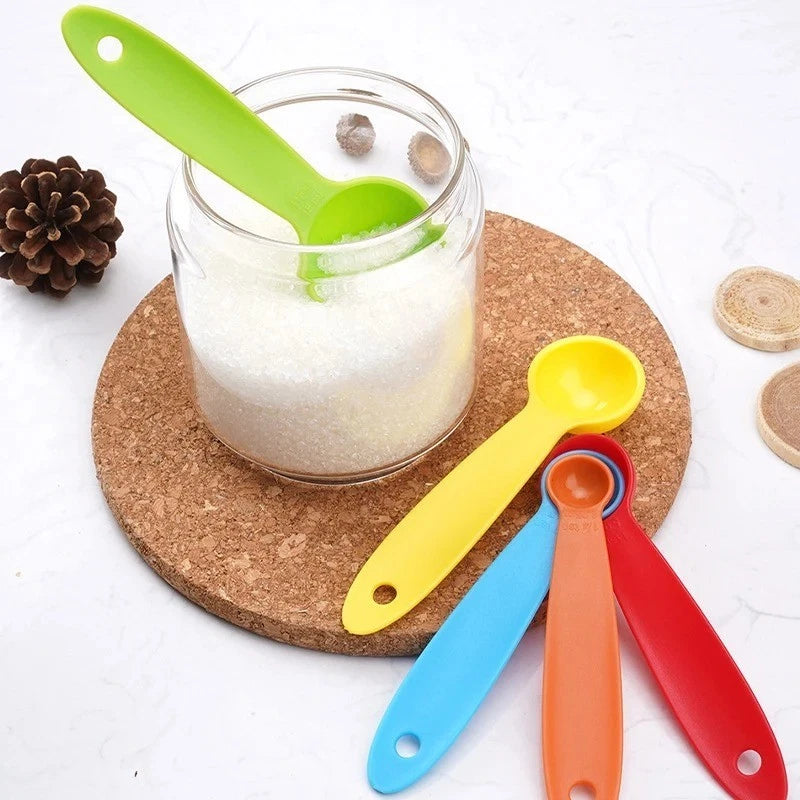 Set Of 5 Measuring Spoons Plastic Kitchen Utensil Cooking Baking Tool Teaspoon