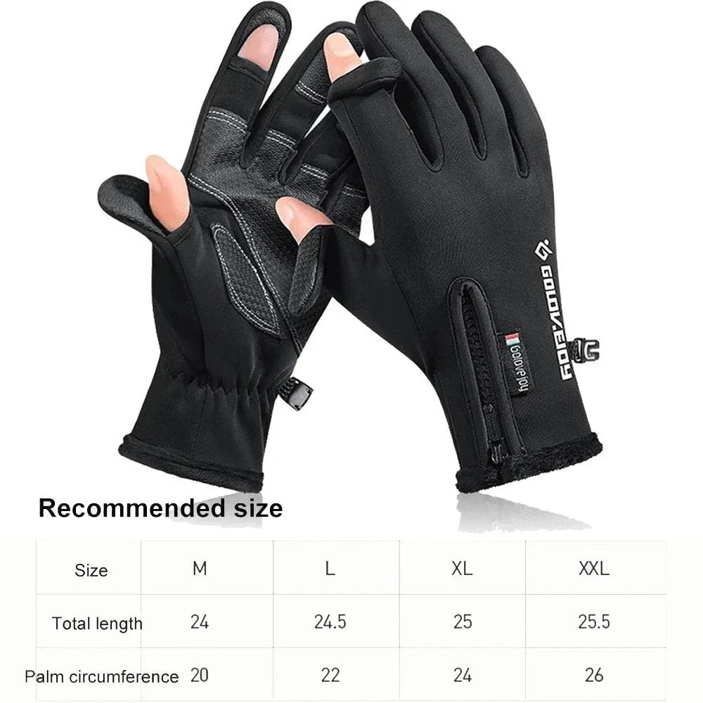 Waterproof Winter Fishing Gloves 2 Finger Flip Windproof Thermal Angling UK
