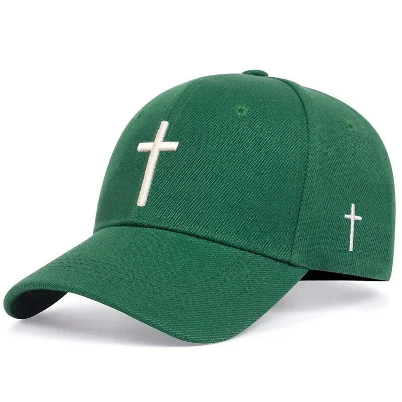 Unisex Cross Embroidery Baseball Cap Adjustable Outdoor Casual Sun Hat