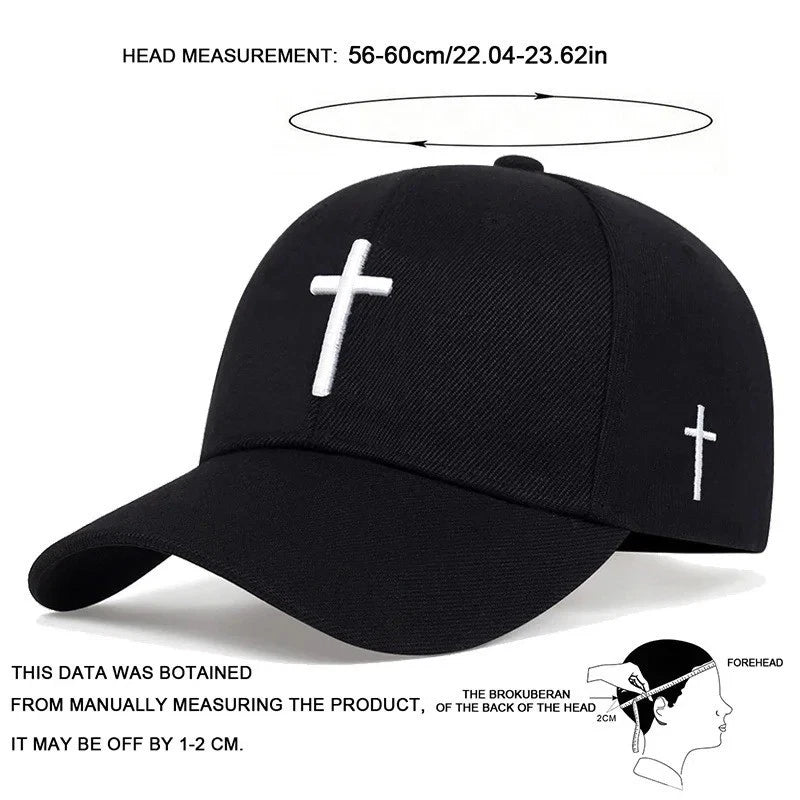 Unisex Cross Embroidery Baseball Cap Adjustable Outdoor Casual Sun Hat