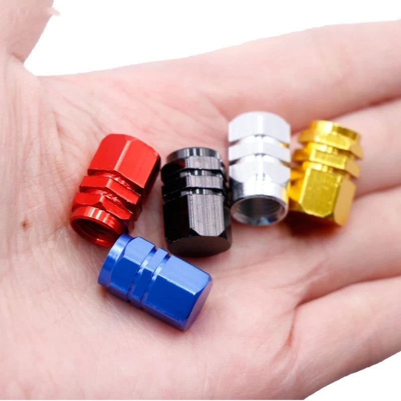 4 Tyre Valve Dust Caps Hex Car Bike Motorcycle Alloy UK Seller FITS ALL CARS