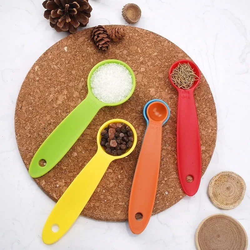 Set Of 5 Measuring Spoons Plastic Kitchen Utensil Cooking Baking Tool Teaspoon