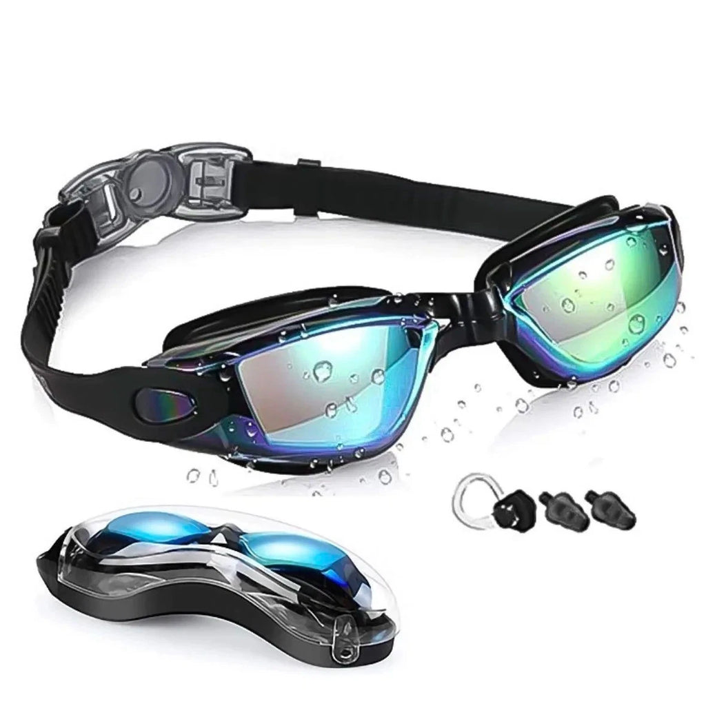 Swimming Goggles Anti-Fog UV Protection Men Women Pool Diving Glasses + Earplugs