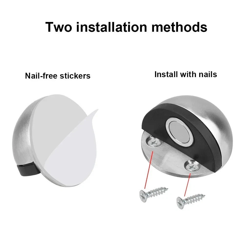 Heavy Duty Magnetic Door Stop — Hidden Wall Mount, Stainless Steel