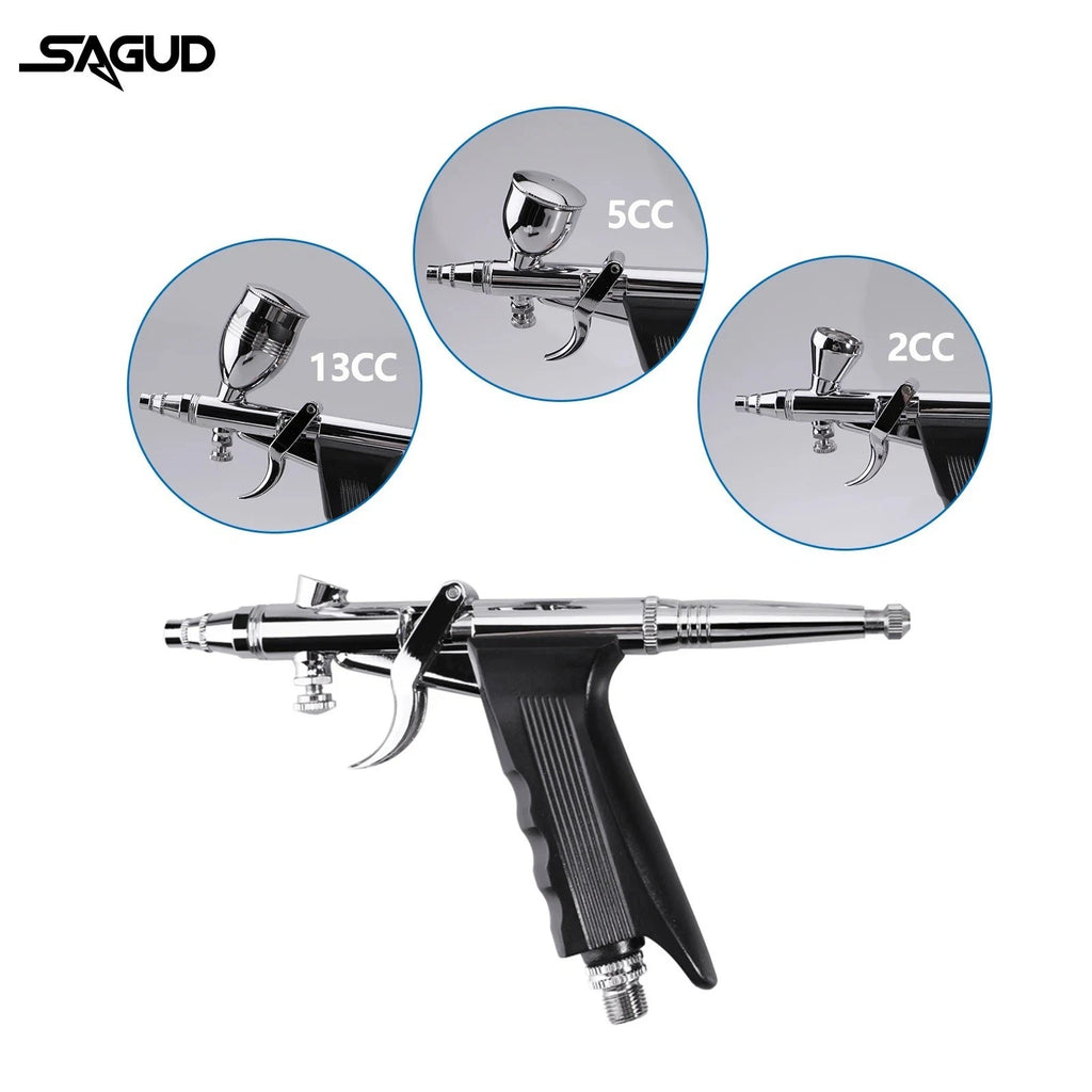 Professional Airbrush Kit Double Action 0.3 0.5 0.8mm Nozzle Spray Gun Nail Art