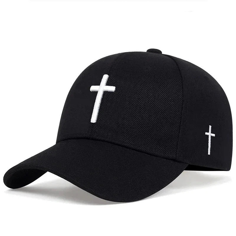 Unisex Cross Embroidery Baseball Cap Adjustable Outdoor Casual Sun Hat