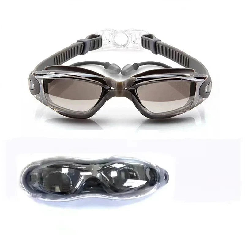 Swimming Goggles Anti-Fog UV Protection Men Women Pool Diving Glasses + Earplugs