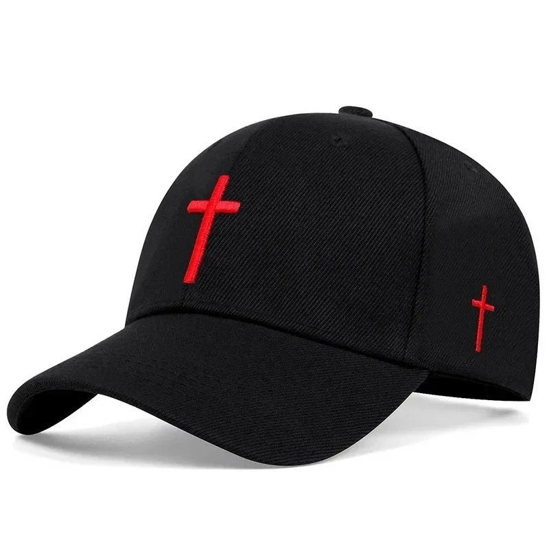 Unisex Cross Embroidery Baseball Cap Adjustable Outdoor Casual Sun Hat