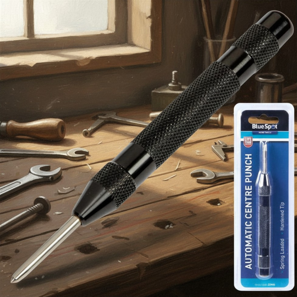 Automatic Centre Punch — Spring Loaded Metal & Wood Marker (5"/125mm)