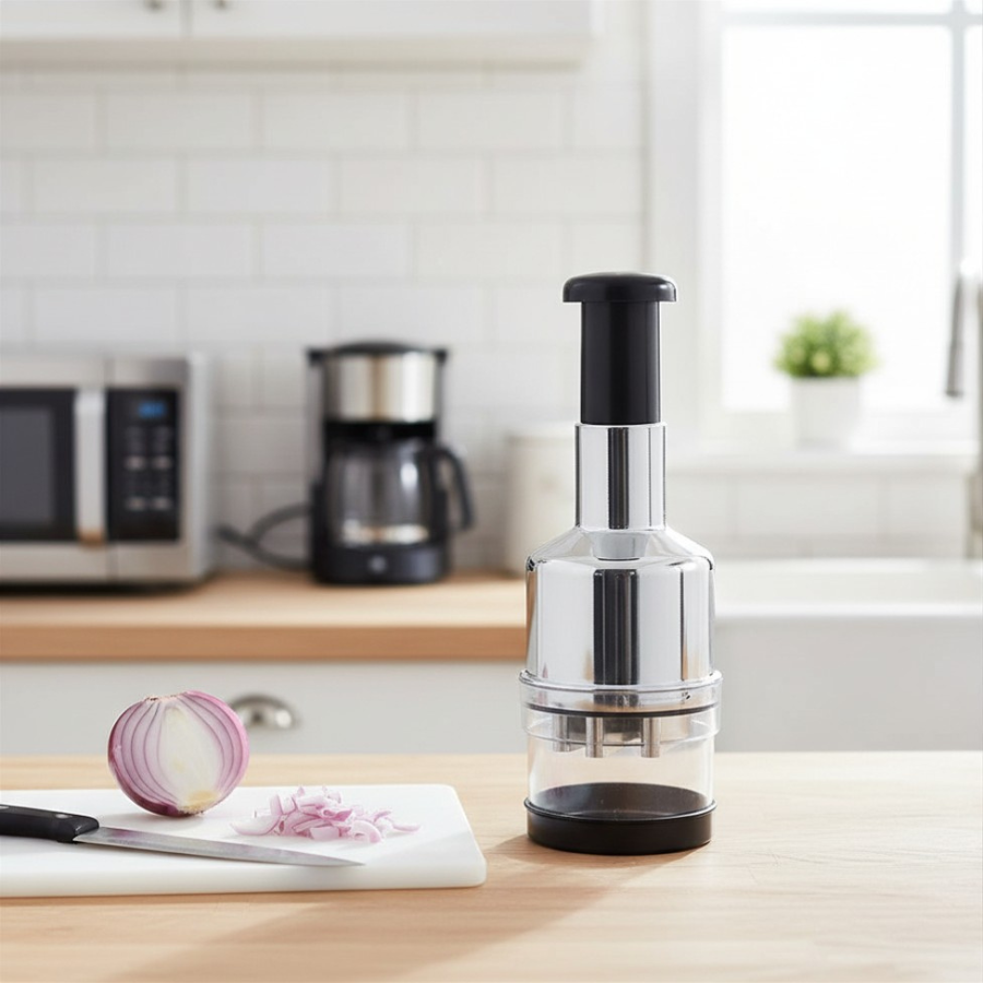 Manual Garlic & Onion Chopper — Hand Press Vegetable Food Processor & Dicer